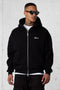 BLACK SIGNATURE OVERSIZED ZIP HOODIE