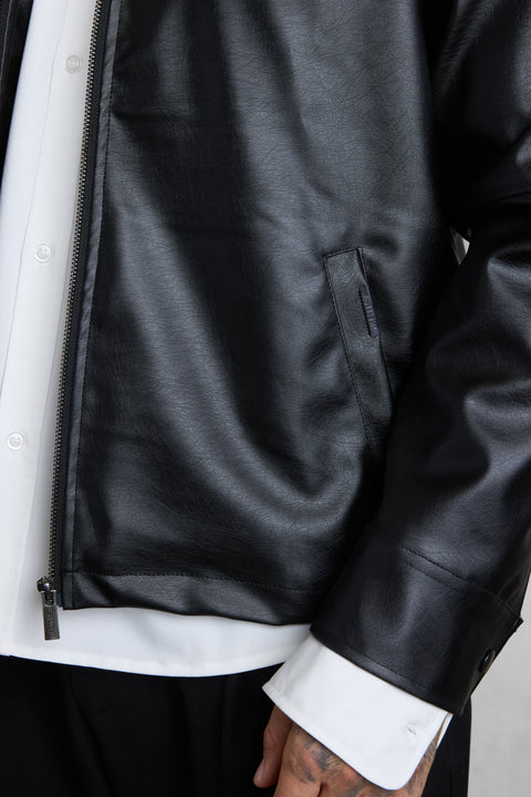BLACK VEGAN LEATHER JACKET