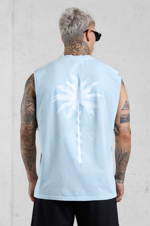 ICEBLUE PALM OVERSIZED TANK TEE