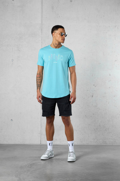 AQUA COLORED BLOWN-UP TEE