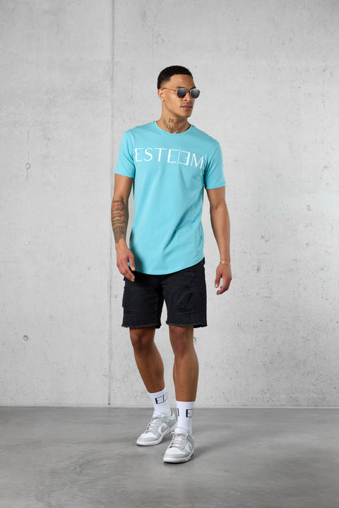 AQUA LETTERING TEE