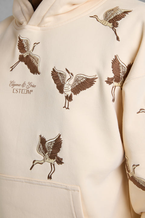 BEIGE LA GRUE OVERSIZED HOODIE