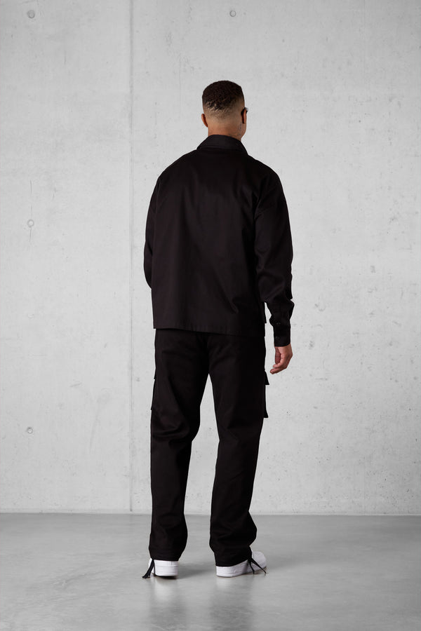 BLACK CARGO OVERSIZED CHINO SHIRT