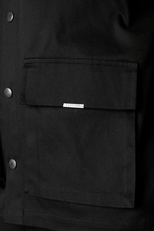 BLACK CARGO OVERSIZED CHINO SHIRT