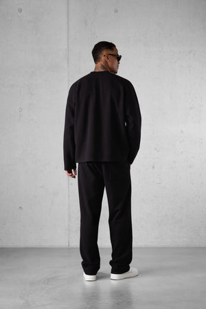 BLACK COMFY LOOSE SWEATPANTS