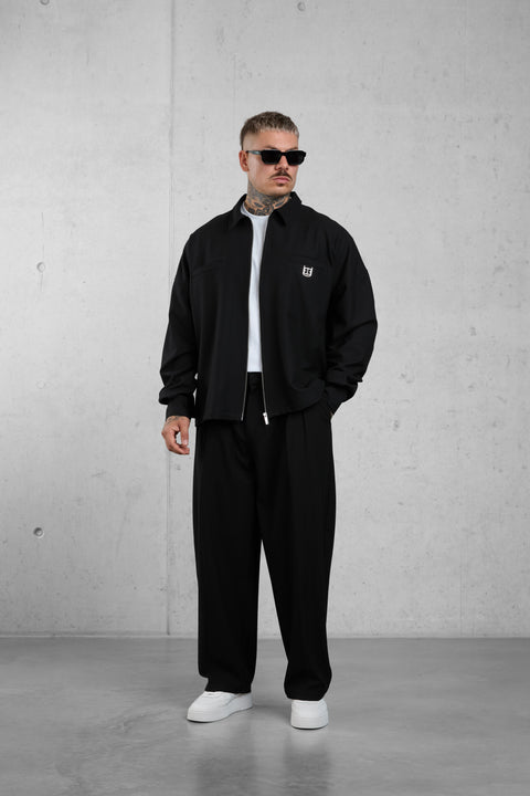 BLACK ICON ZIP OVERSHIRT