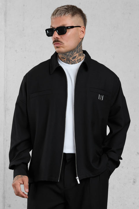 BLACK ICON ZIP OVERSHIRT