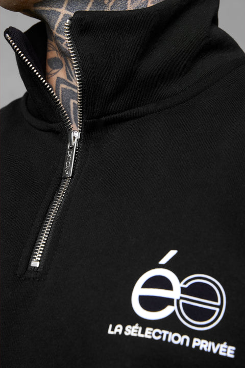 BLACK OPPOSÉ OVERSIZED HALFZIP SWEATER