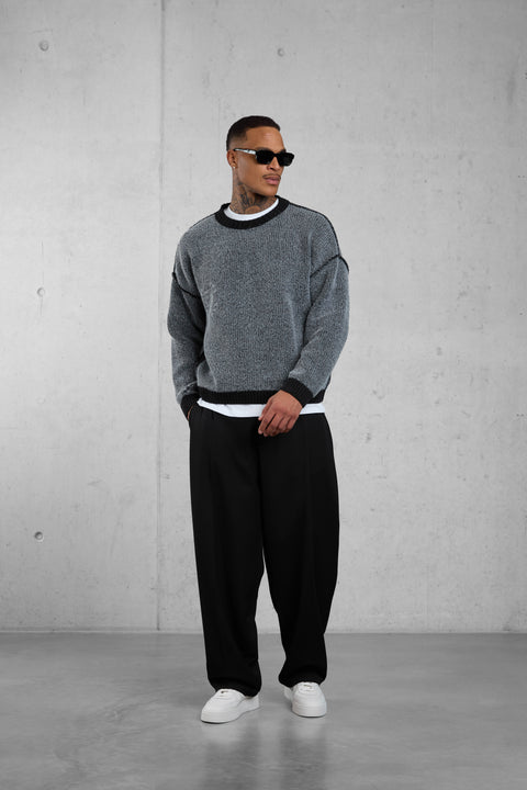 BLACK REVERSIBLE KNIT SWEATER