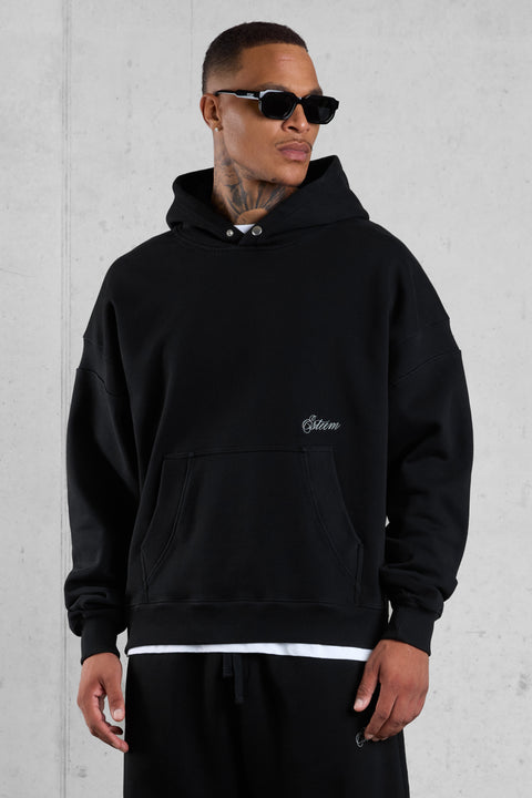BLACK SIGNATURE OVERSIZED HOODIE