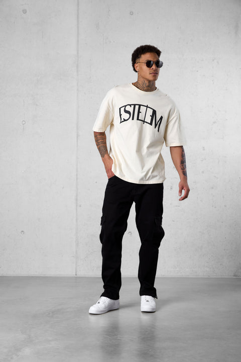 BEIGE CURVE OVERSIZED TEE