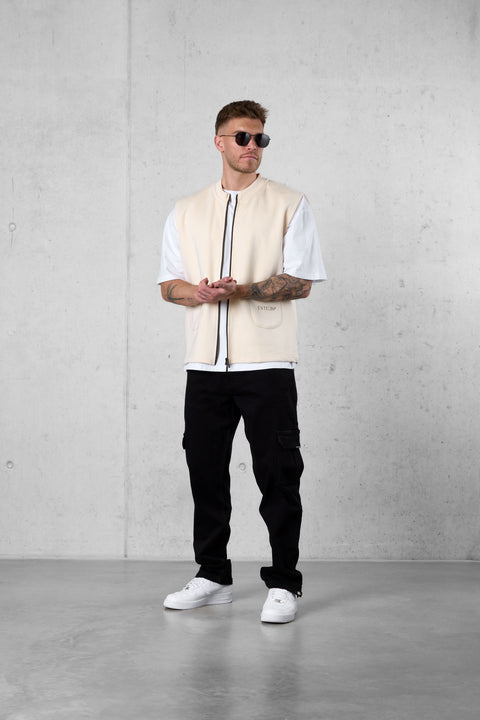 BEIGE DISCREET POCKET SWEATVEST