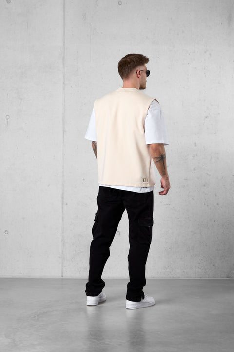 BEIGE DISCREET POCKET SWEATVEST