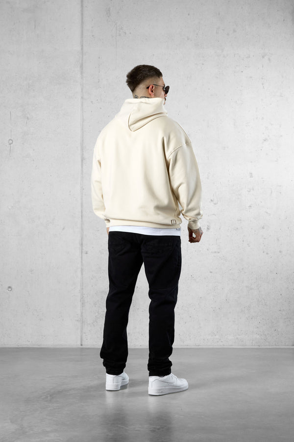BEIGE LETTERING OVERSIZED HOODIE