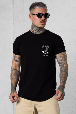 BLACK DOUBLE PALM LOGO TEE