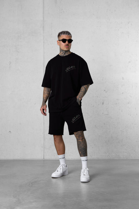 BLACK HIGH STANDARD SIGNATURE SWEATSHORTS
