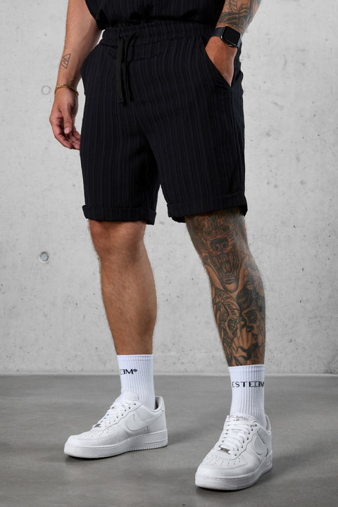 BLACK STRIPED SHORTS