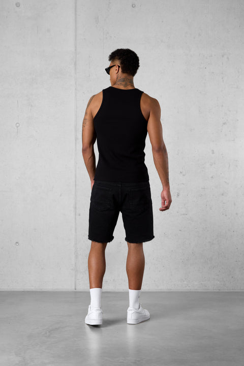 BLACK WAFFLE TANK TOP