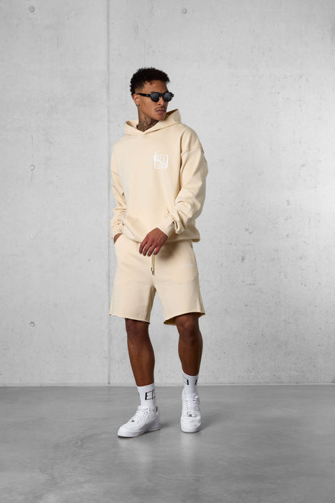 CREMEBRULEE DECONSTRUCTED OVERSIZED SWEATHOODIE