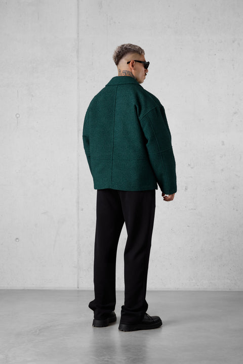 DARKGREEN BOUCLÉ OVERSIZED JACKET