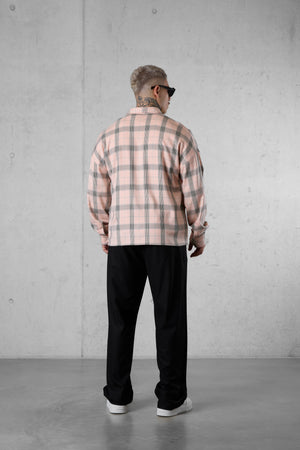 DUSTYCORAL PLAID OVERSIZED SHIRT