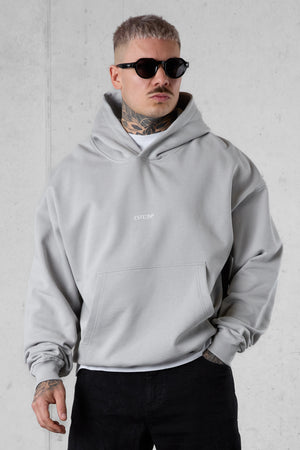 GREY ICED BLURRED HEARTS OVERSIZED HOODIE