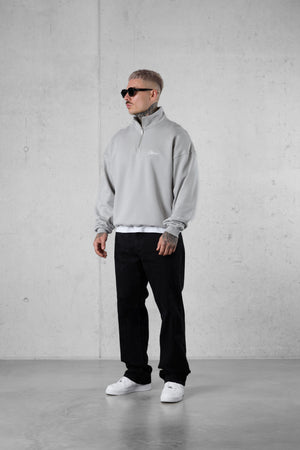 GREY SIGNATURE HALFZIP OVERSIZED SWEATER