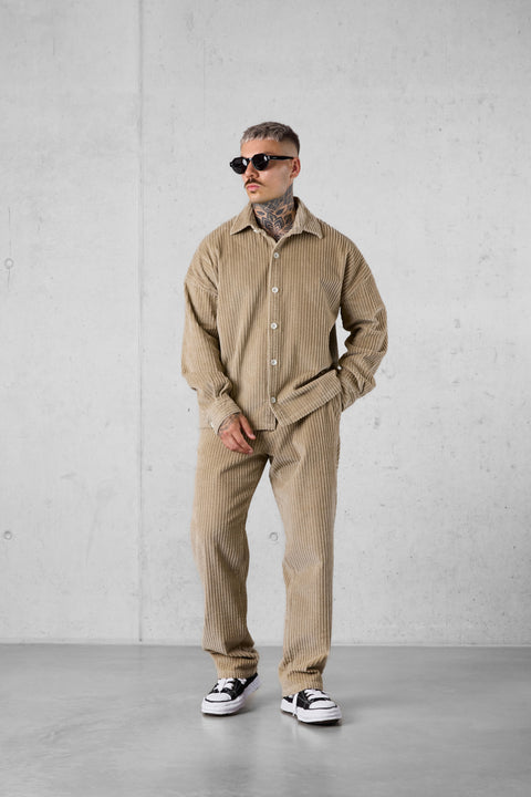 LIGHTBROWN CORD OVERSIZED SHIRT