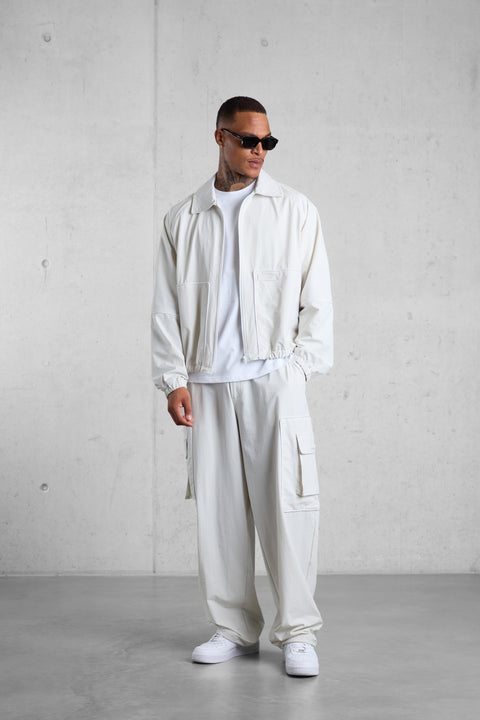 LIGHTGREY NYLON TRACKPANTS
