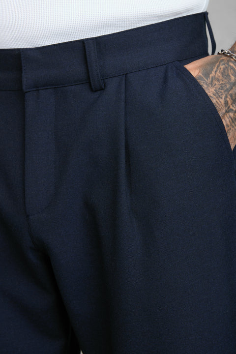 NAVY WIDE TAILORED PANTS