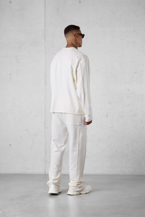 OFFWHITE APPLIQUÉ DISTRESSED LOOSE SWEATPANTS
