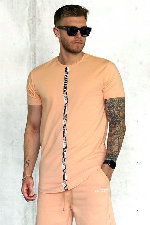 PEACH PALM STRIPE TEE