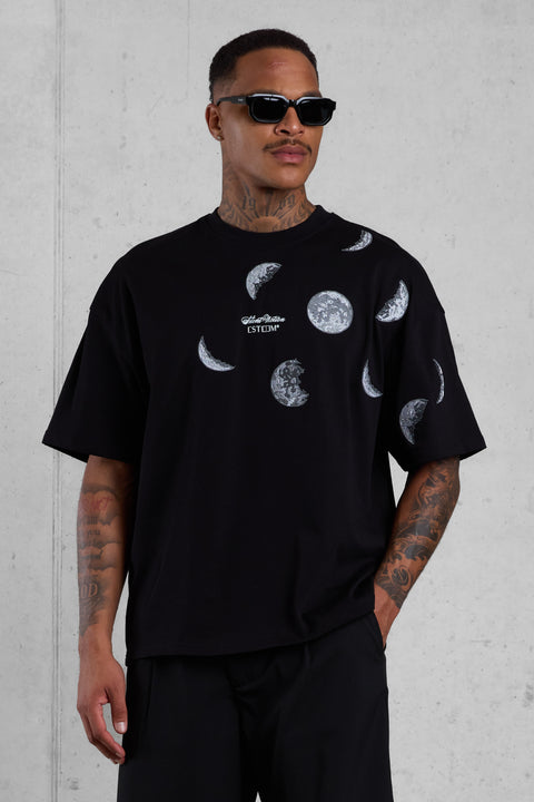 BLACK SILENT MOTION MOON OVERSIZED TEE