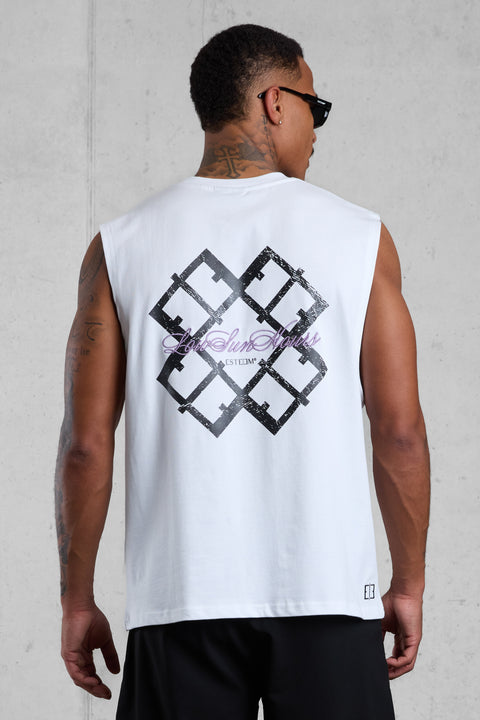 WHITE LOW SUN HOURS OVERSIZED TANK TEE