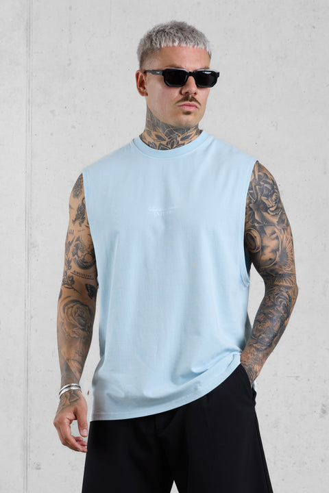 ICEBLUE PALM OVERSIZED TANK TEE