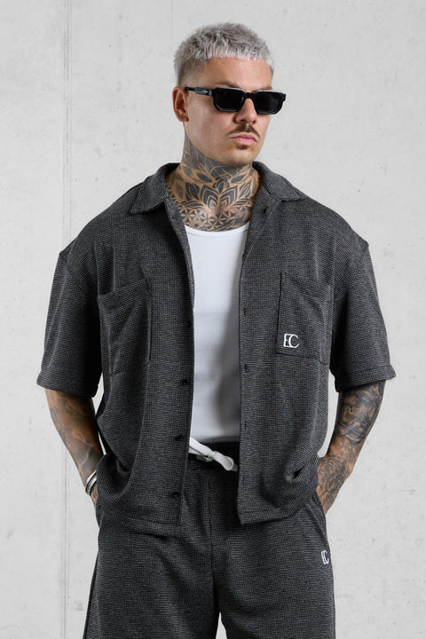 BLACK TEXTURED SHIRT