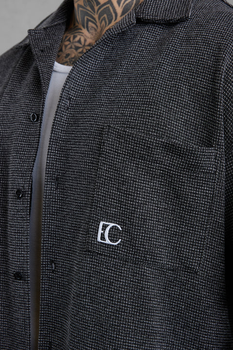BLACK TEXTURED SHIRT