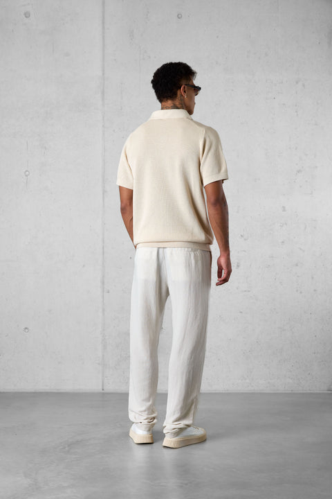SAND OVERSIZED KNIT POLOSHIRT