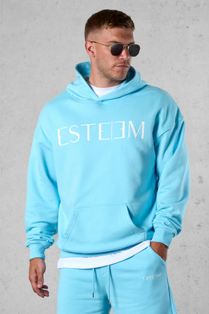 TROPICALBLUE LETTERING OVERSIZED SWEATHOODIE