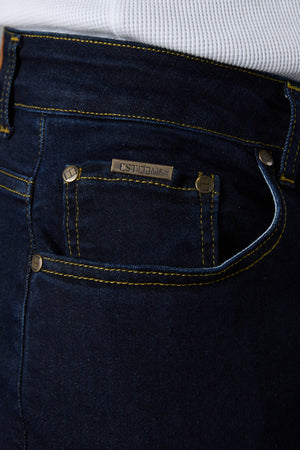 WASHED DARKBLUE CONTRAST LOOSE JEANS