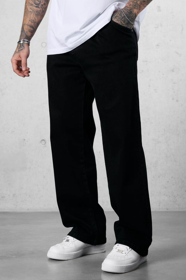 WASHED BLACK LOOSE JEANS