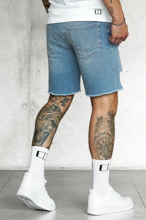 WASHED BLUE DESTROYED JEANSSHORTS 3.0