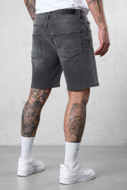 WASHED LIGHTGREY BASIC JEANSSHORTS