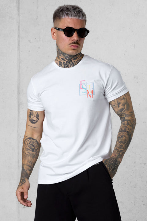 WHITE DECONSTRUCTED LOGO TEE