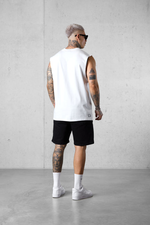 WHITE DISCREET OVERSIZED TANK TEE