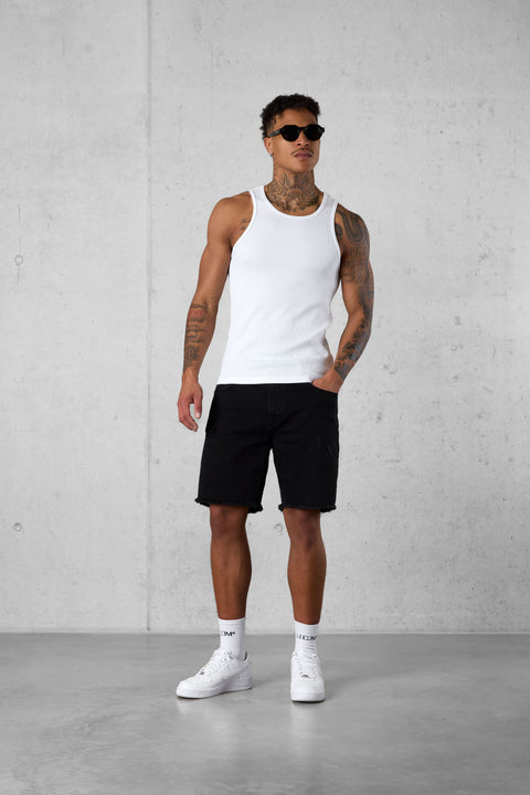 WHITE WAFFLE TANK TOP