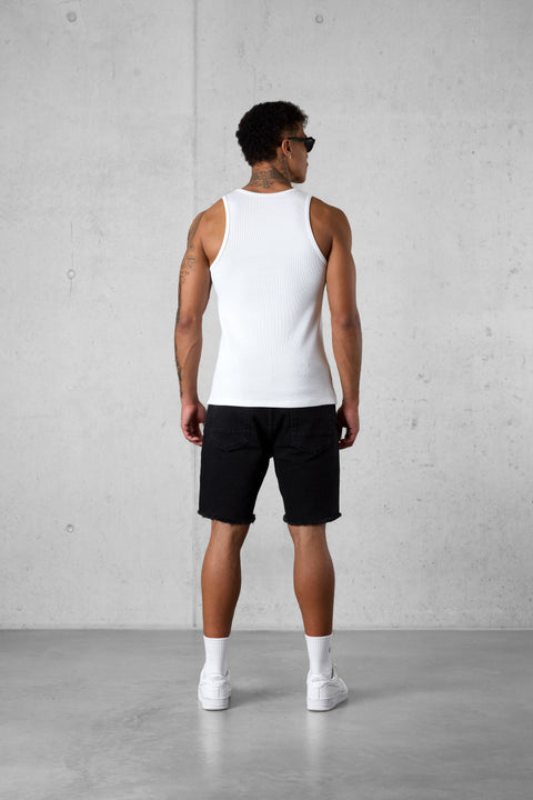 WHITE WAFFLE TANK TOP